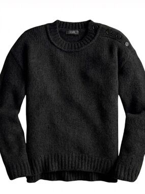 J. Crew Button-shoulder black crewneck sweater size small